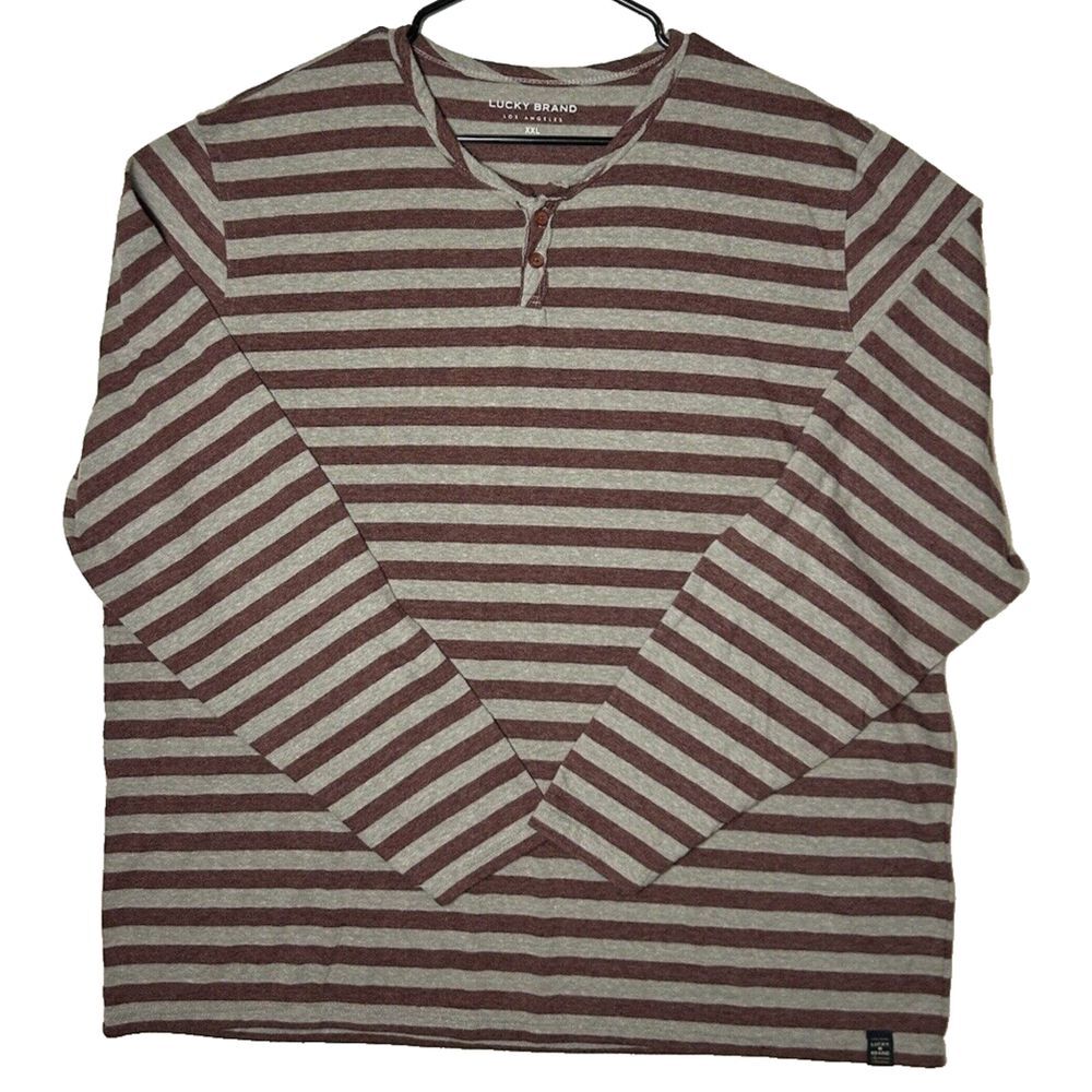 Lucky Brand Mens Long Sleeve Sweatshirt Stripped Crew Neck XXL Cotton, Polyester